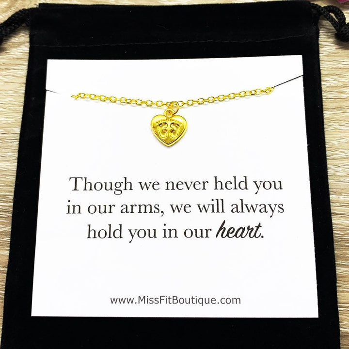 Collier pendentif cœur avec empreintes de pieds, cadeau de deuil, souvenir de deuil périnatal, cadeau pour une mère endeuillée, carte attentionnée