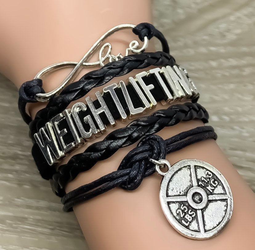 Bracelet à breloques haltérophilie, cadeau fitness, cadeau coach sportif, bracelet d'amitié, cadeau pour elle