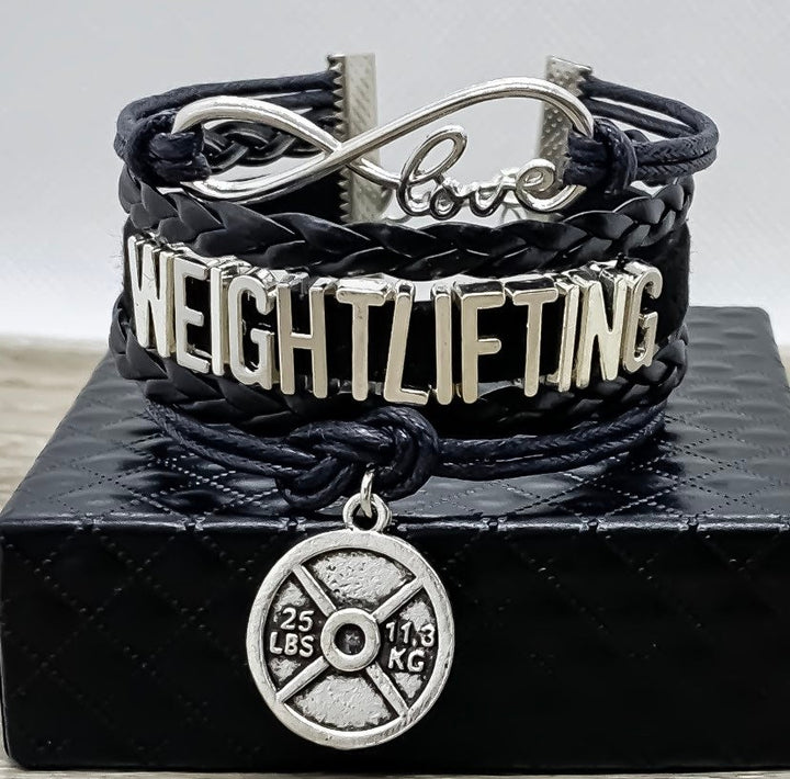 Bracelet à breloques haltérophilie, cadeau fitness, cadeau coach sportif, bracelet d'amitié, cadeau pour elle