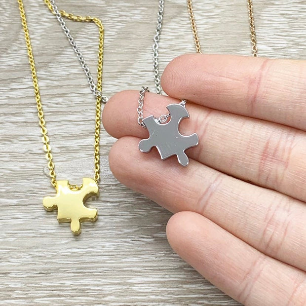 Dainty Puzzle Necklace, Initial Necklace, Personalized Jewelry, Gift for Daughter, Friendship Necklace, Autism Awareness Gift, Holiday Gift