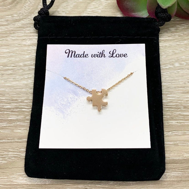 Dainty Puzzle Necklace, Initial Necklace, Personalized Jewelry, Gift for Daughter, Friendship Necklace, Autism Awareness Gift, Holiday Gift