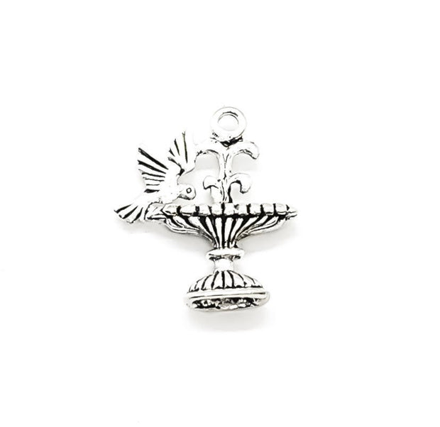 1 Tiny Bird Fountain Charm, Gardening Charms, Gift for Gardener, Garden Charms, Birdie Charm, Landscape Charm, Water Fountain Charm