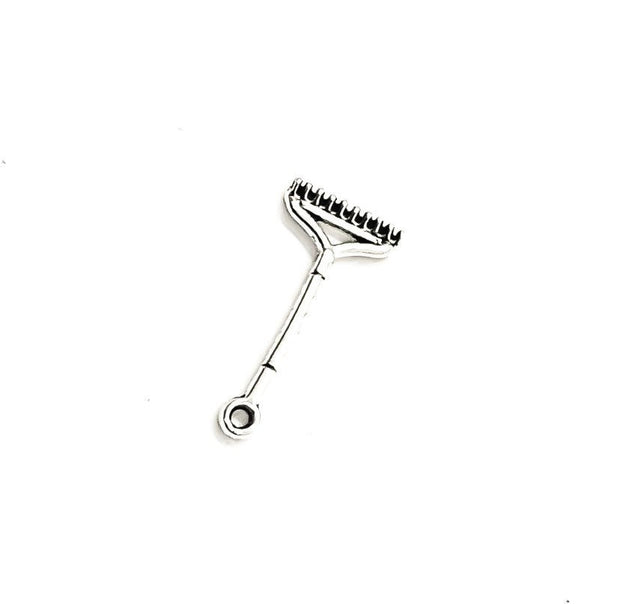 1 Tiny Rake Charm, Gardening Charms, Gift for Gardener, Garden Charms, Tools Charm, Landscape Charm, Backyard Charms, Fall Charms