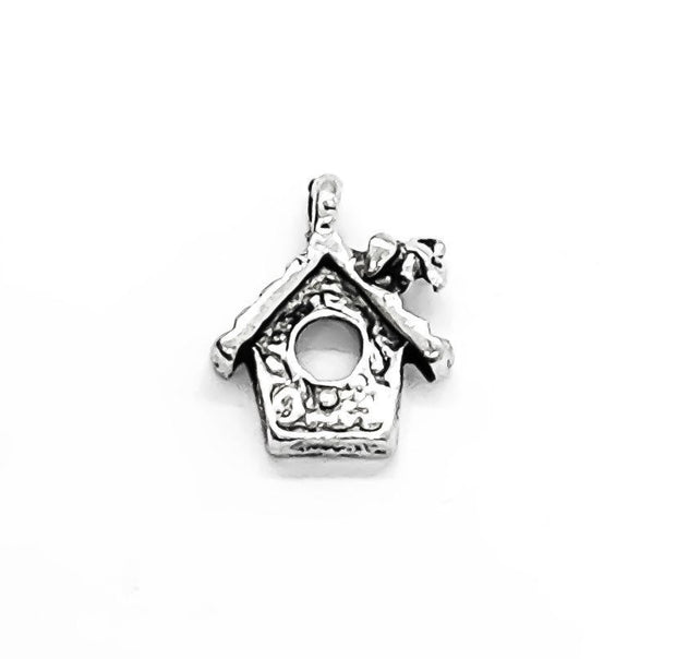 1 Tiny Bird House Charm, Gardening Charms, Gift for Gardener, Garden Charms, Birdie Charm, Chickadee Charm, Backyard Charms, Animal Charms