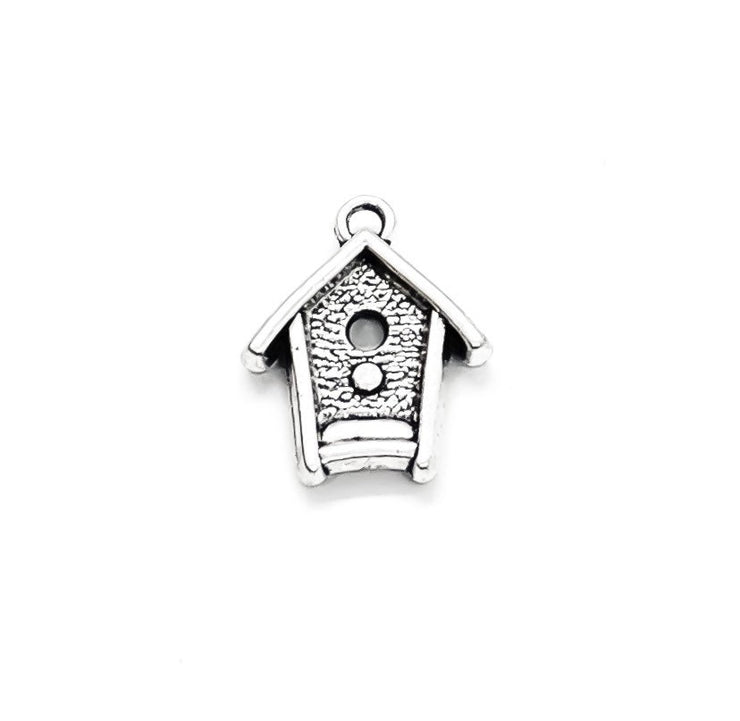 1 Tiny Bird House Charm, Gardening Charms, Gift for Gardener, Garden Charms, Birdie Charm, Chickadee Charm, Backyard Charms, Animal Charms