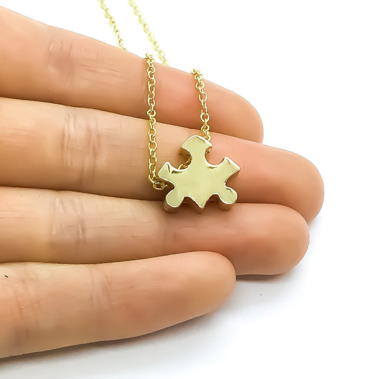 Motherhood Necklace, Autism Mom Gift, Rose Gold Puzzle Necklace, Silver Puzzle Jewelry, Autism Awareness Necklace, Jigsaw Puzzle Gift