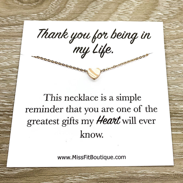 Tiny Heart Necklace, Thank You Card, Simple Reminder Gift, Gift for Special Person, Gift for Best Friend, Sister Gift, Thinking of You Gift