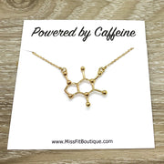 Caffeine Molecule Necklace, Powered By Caffeine, Caffeine Addict Gift, Molecular Jewelry, Coffee Gift, Coffee Jewelry, Motherhood Gift