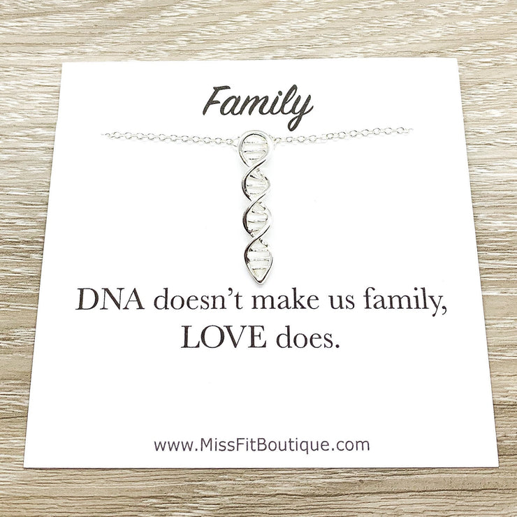 Blended Family Keepsake, Symbolic DNA Necklace, Love Makes Us Family, Molecular Necklace, Sentimental Gift for Stepmom, Mother-in-Law