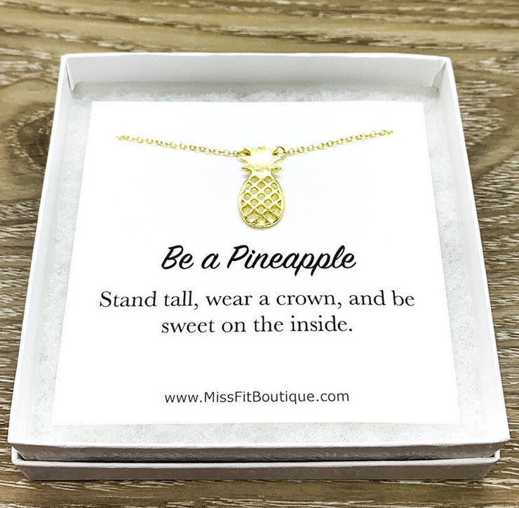 Be a Pineapple Necklace, Dainty Jewelry, Pineapple Gift, Tropical Fruit Gift, Inspirational Quote, Friendship Gift, Gift for Daughter