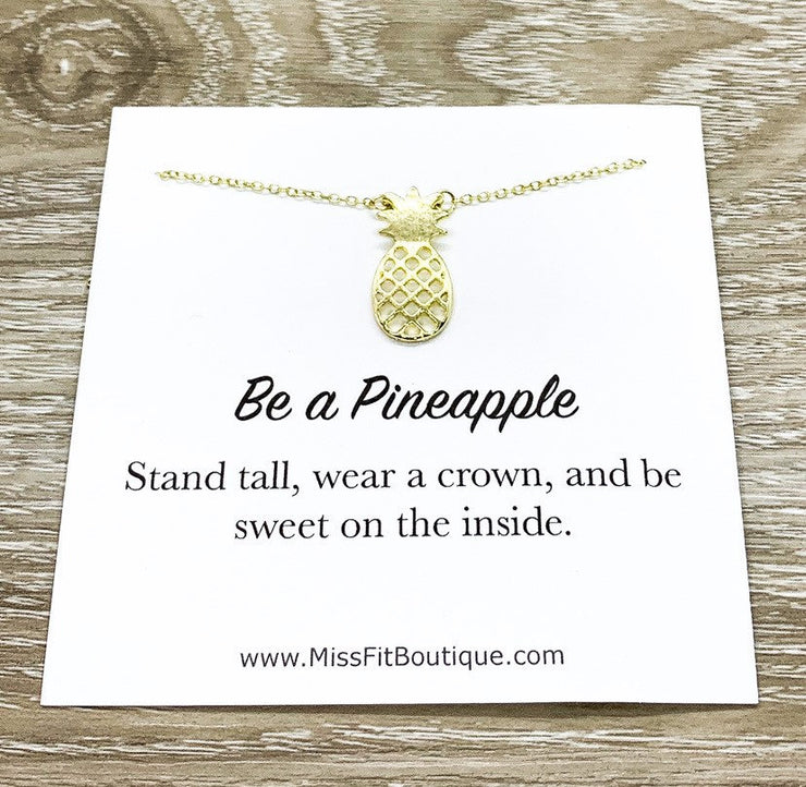 Be a Pineapple Necklace, Dainty Jewelry, Pineapple Gift, Tropical Fruit Gift, Inspirational Quote, Friendship Gift, Gift for Daughter