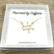 Caffeine Molecule Necklace, Powered By Caffeine, Caffeine Addict Gift, Molecular Jewelry, Coffee Gift, Coffee Jewelry, Motherhood Gift