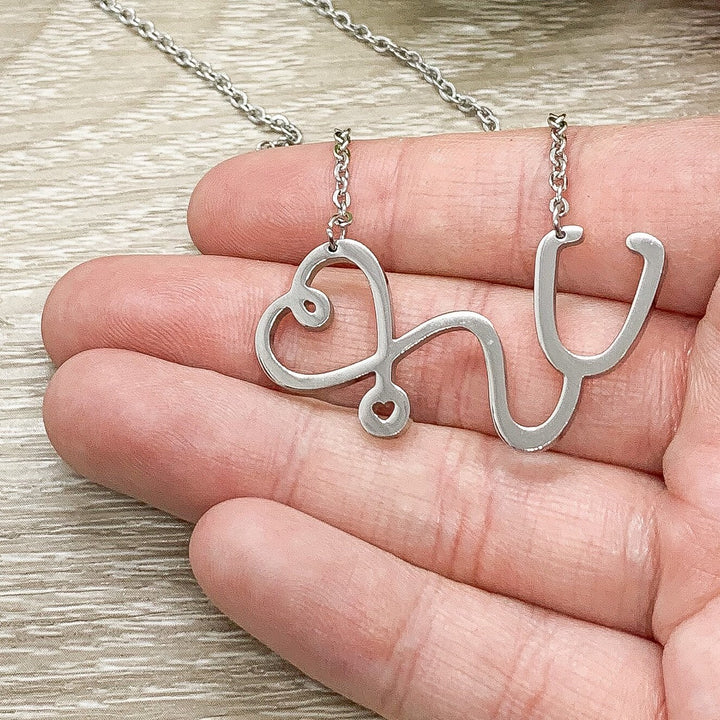 Nurse Gift, Stethoscope Necklace, Nurse Appreciation Gift, Nursing Jewelry Gift, Thank You Gift from Patient, Nursing Student Gift, Holiday
