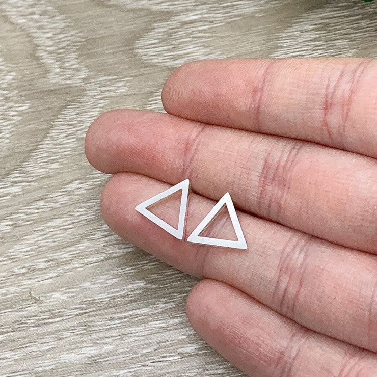 Triangle Stud Earrings, Christmas Gift, Minimalist Modern Earrings, Triangle Jewelry, Everyday Earrings, Thinking of You Gift, Birthday