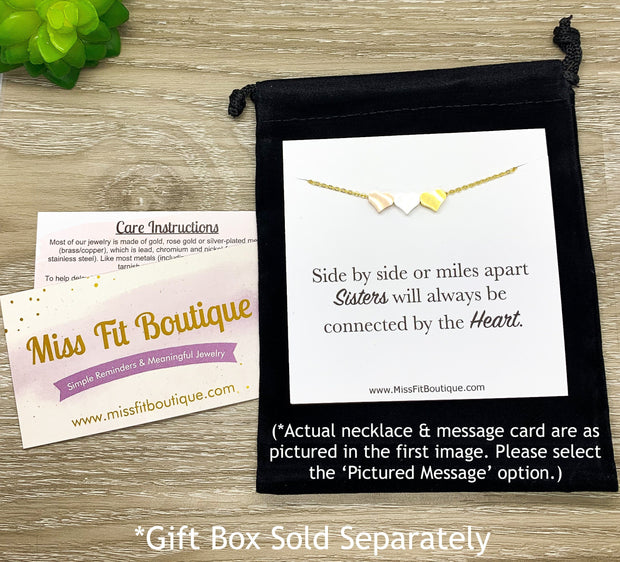 Two Sisters Matching Necklace Set, Dainty Crossing Arrows Necklace, Soul Sisters Card, Gift from Best Friend, BFF Gift, Friendship Gift