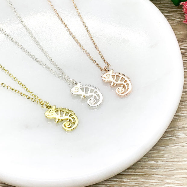 You Are One In A Chameleon Necklace, Personalized Message Card, Chameleon Jewelry, Be Yourself Gift, Birthday Gift, Friendship Necklace