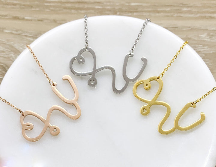 Nurse Gift, Stethoscope Necklace, Nurse Appreciation Gift, Nursing Jewelry Gift, Thank You Gift from Patient, Nursing Student Gift, Holiday