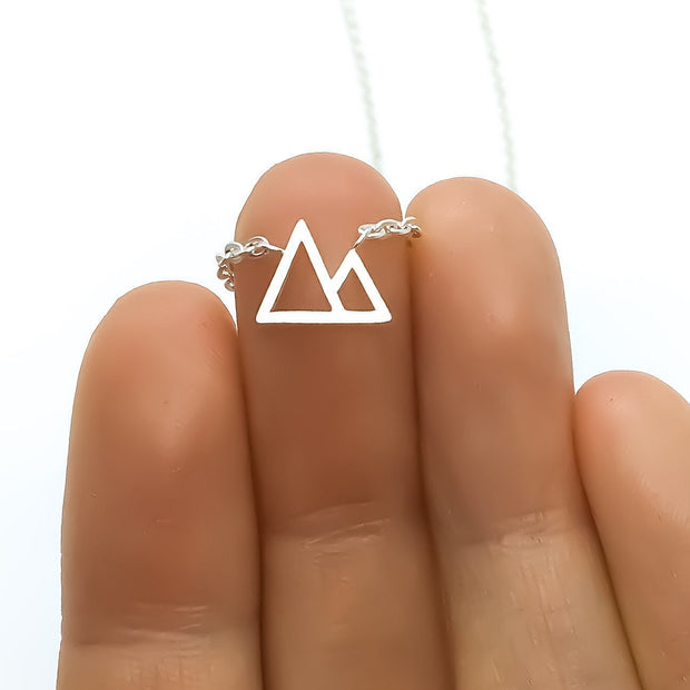 Dainty Mountain Necklace, Tiny Mountain Jewelry, Delicate Rose Gold Necklace, Travel Gift, Christmas Gift, Explore Necklace, Birthday