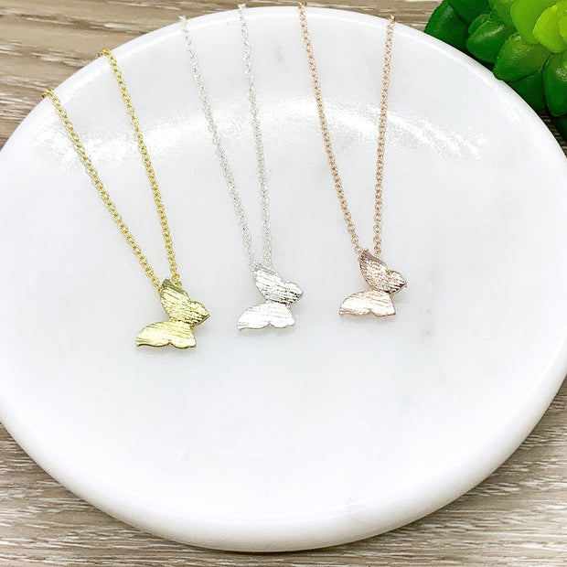 Remembrance Jewelry, Dainty Jewelry, Rose Gold Butterfly Necklace, Loss, Grief Necklace, Friendship Necklace, Memorial Gift, Simple Reminder