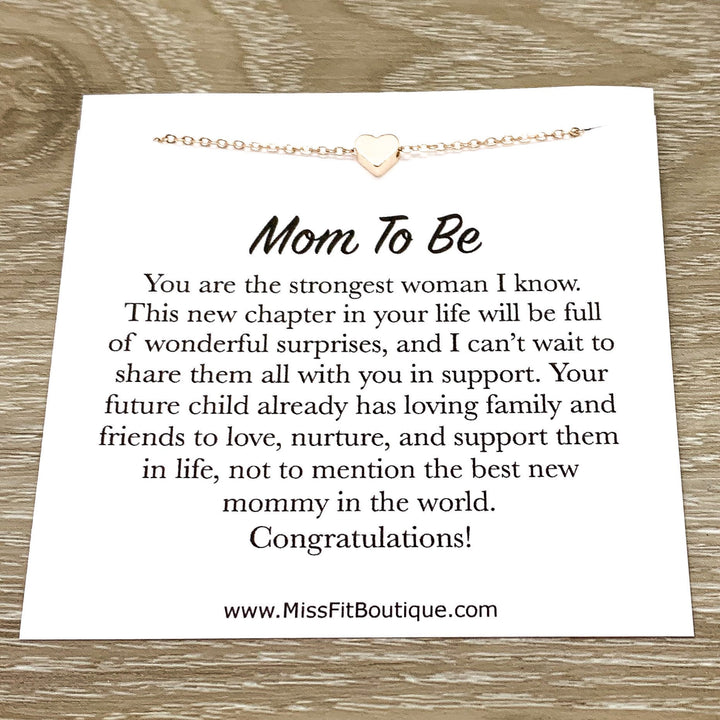 Mom to Be Quote, Congratulations Card, Tiny Heart Necklace, New Baby Gift, New Mom Jewelry, New Mother Gift, Encouragement Jewelry