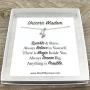 Unicorn Wisdom, Unicorn Necklace Gift Box, Believe in Yourself Quote, Unicorn Jewelry, Unicorn Lover Gift, Unicorn Pendant, Little Girl Gift