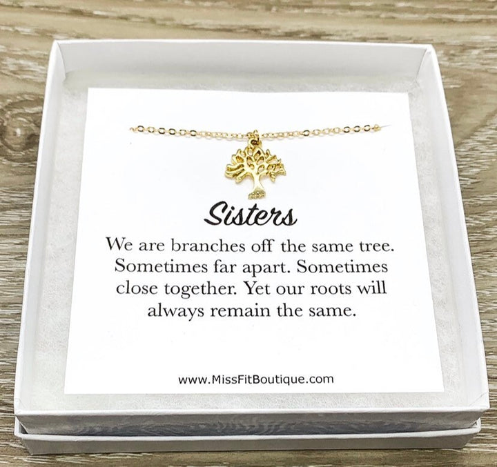 Collier Arbre, Cadeau Personnalisé pour Sœurs, Citation « Branches du Même Arbre », Cadeau pour Petite Sœur, Cadeau pour Amoureux de la Nature, Cadeau d'Anniversaire pour Sœur