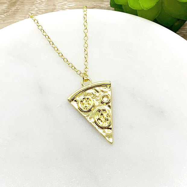 Tiny Pizza Necklace, Slice of Happiness Card, Friendship Necklace, Cute Friends Card, Pizza Jewelry, Bestie Gift, BFF Necklace Gift for Her