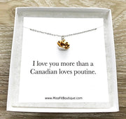 Tiny Poutine Charm Necklace, I Love You More Than A Canadian Loves Poutine Card, Miniature Food Necklace, Friendship Gift, Cute Birthday