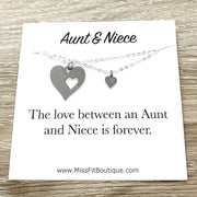 Aunt and Niece Gift, Heart Necklace Set for 2, Necklace Gift for Niece from Aunt, Niece Birthday Card, Gift from Auntie, Aunt Jewelry