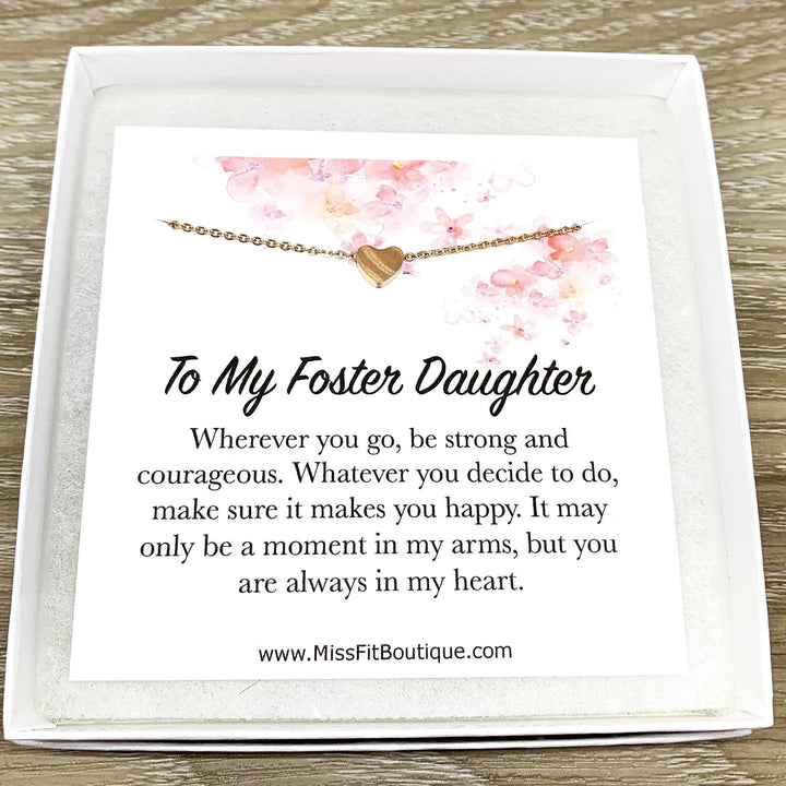 Cadeau pour fille adoptive, carte sentimentale, petit collier cœur, cadeau de la mère adoptive, petit cadeau souvenir, cadeau de départ, belle-fille