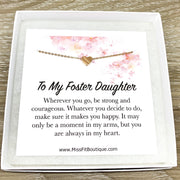 Foster Daughter Gift, Sentimental Card, Tiny Heart Necklace, Gift from Foster Mom, Simple Reminder Gift, Going Away Gift, Bonus Daughter