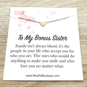 Bonus Sister Gift, Sentimental Card, Unbiological Sister Gift, Heart Necklace, Gift for Sister in Law, Simple Reminder Gift, Gift from Bride