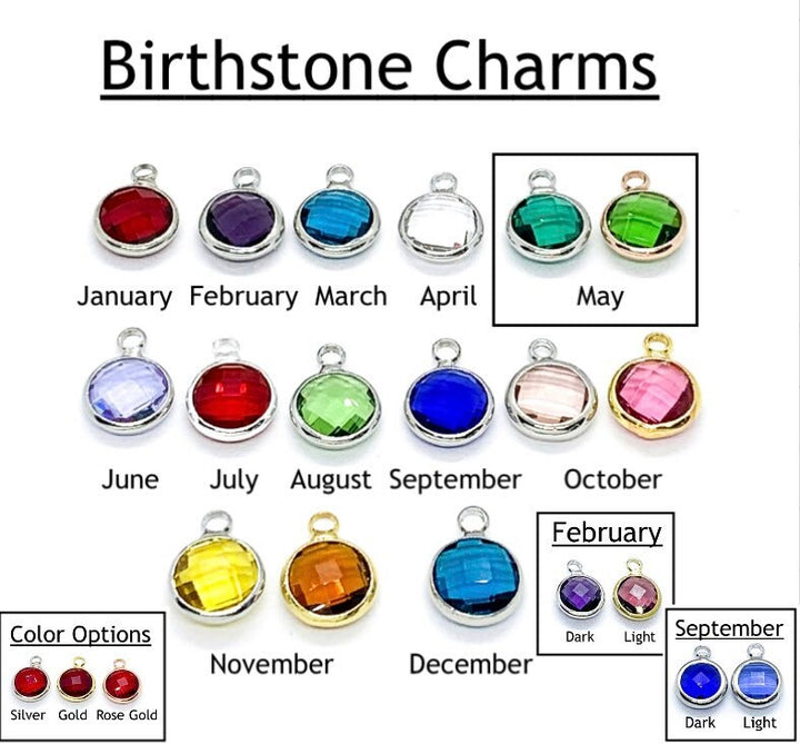 Add On Birthstone, Birthstone Bead Charm, 1X0.8cm
