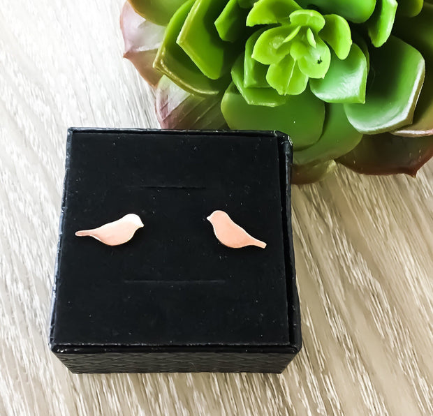 Bird Stud Earrings, Animal Earrings, Birdie Jewelry, Minimalist Stud Earrings, Nature Gift, Summer Jewelry, Boho Earrings, Rose Gold, Silver