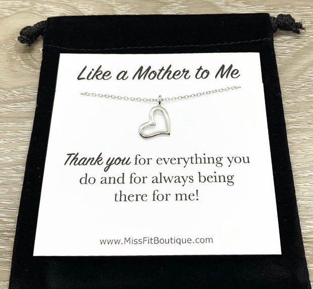 Like a Mother to Me Gift, Dainty Heart Necklace, Unbiological Mother Gift, Mother in Law Gift, Step Mom Gift, Meaningful Gift for Bonus Mom