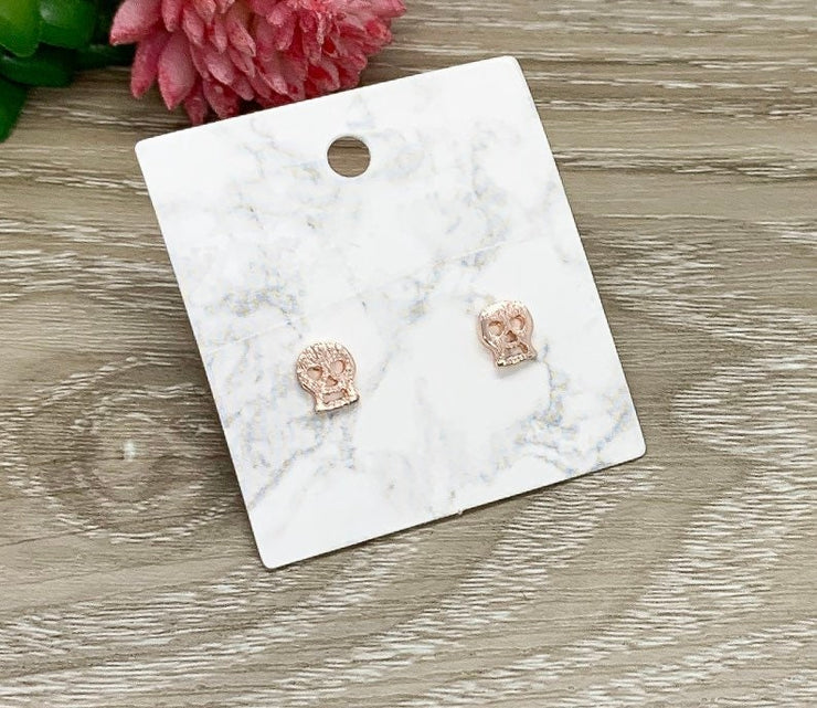 Tiny Skull Stud Earrings, Badass Jewelry, Mini Skull Earrings, Science Jewelry, Anatomy Earrings, Skeleton Studs, Halloween Jewelry