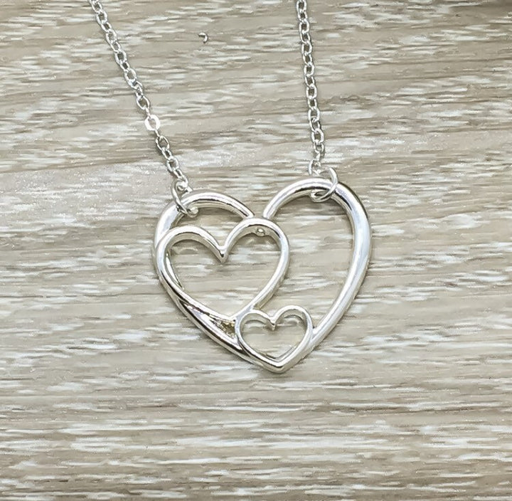 Generations: 3 Silver Hearts Necklace with Card, Gift Box