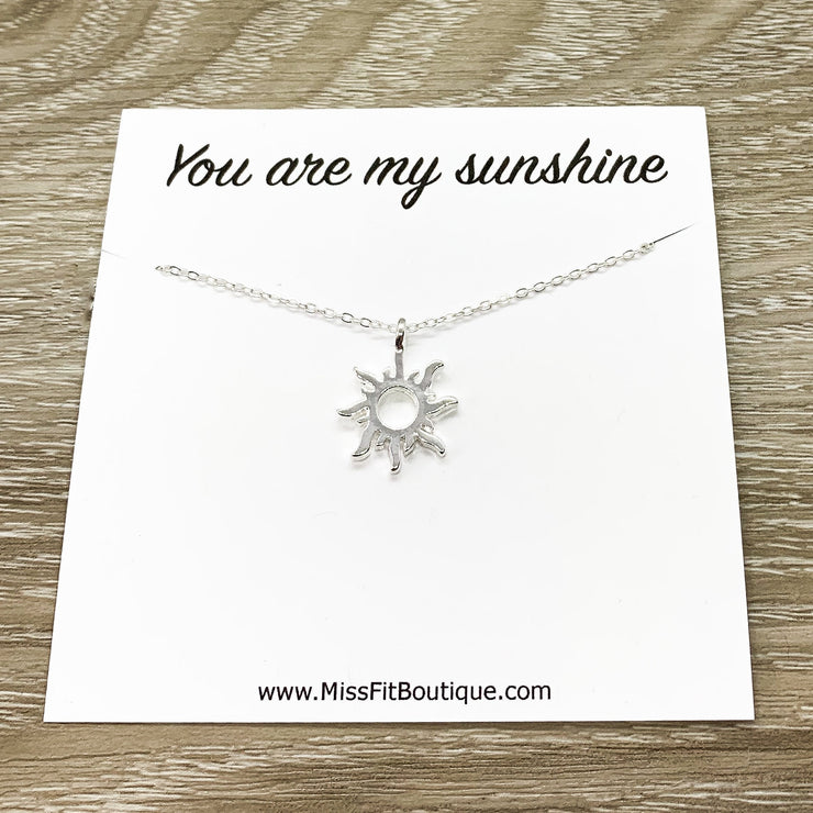 You Are My Sunshine Gift, Silver Sun Pendant, Dainty Necklace, Gifts for Her, Birthday Gift, Gift for Best Friend, Simple Reminders Jewelry