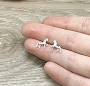 Tiny Horse Stud Earrings, Pony Earrings, Sterling Silver Jewelry, Animal Lover Jewelry, Cute Horse Earrings, Gift for Little Girl