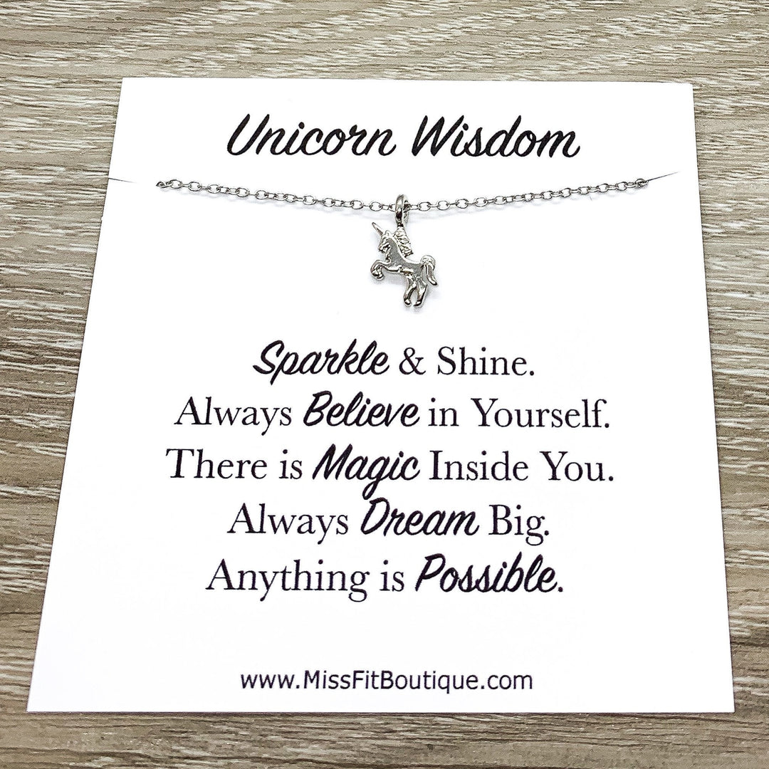 Sagesse de la Licorne, Coffret Cadeau Collier Licorne, Citation « Crois en toi », Bijou Licorne, Cadeau pour les amoureux des licornes, Pendentif Licorne, Cadeau pour petite fille