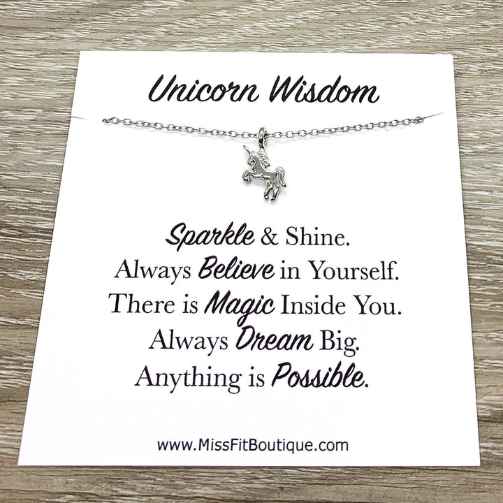 Sagesse de la Licorne, Coffret Cadeau Collier Licorne, Citation « Crois en toi », Bijou Licorne, Cadeau pour les amoureux des licornes, Pendentif Licorne, Cadeau pour petite fille