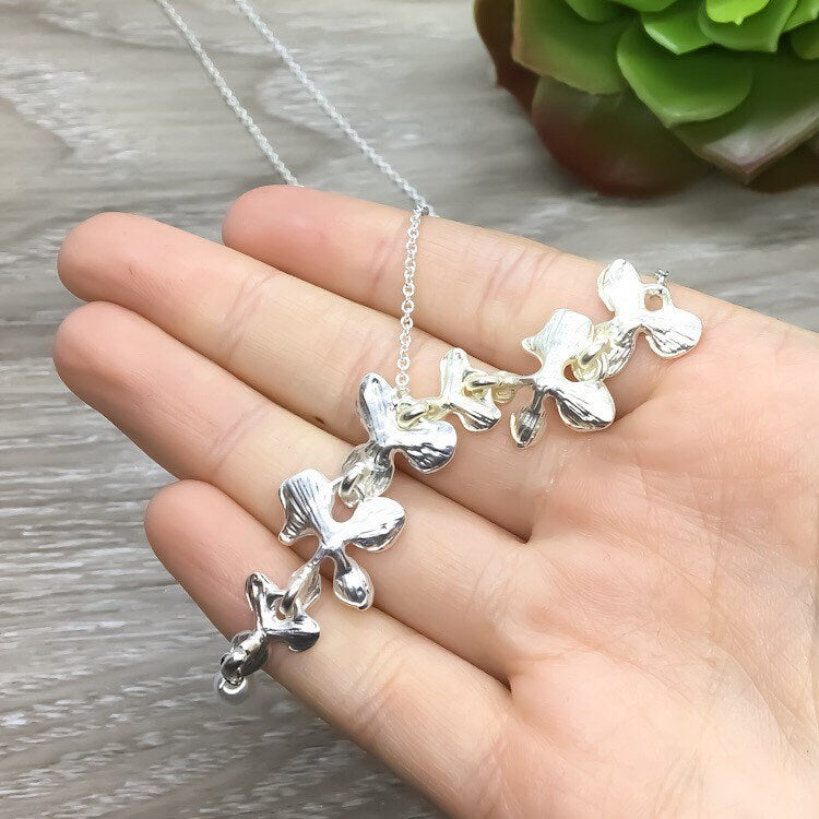 Flower Petal Necklace, Orchid Flower Necklace, Thanks for Helping Me Grow, Floral Necklace, Orchid Pendant, Sister Jewelry, Inspirational