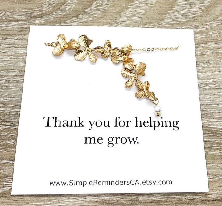 Collier pétales de fleurs, Collier orchidée, Merci de m'avoir aidée à grandir, Collier floral, Pendentif orchidée, Bijou pour sœur, Inspiration