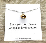 Tiny Poutine Charm Necklace, I Love You More Than A Canadian Loves Poutine Card, Miniature Food Necklace, Friendship Gift, Cute Birthday