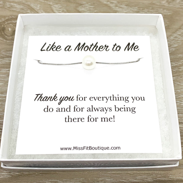 Like a Mother to Me Gift, Floating Pearl Necklace, Gift for Bonus Mom, Unbiological Mother Gift, Godmother Gift, Birthday Gift for Mom