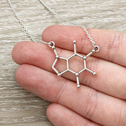 Caffeine Molecule Necklace, Powered By Caffeine, Caffeine Addict Gift, Molecular Jewelry, Coffee Gift, Coffee Jewelry, Motherhood Gift