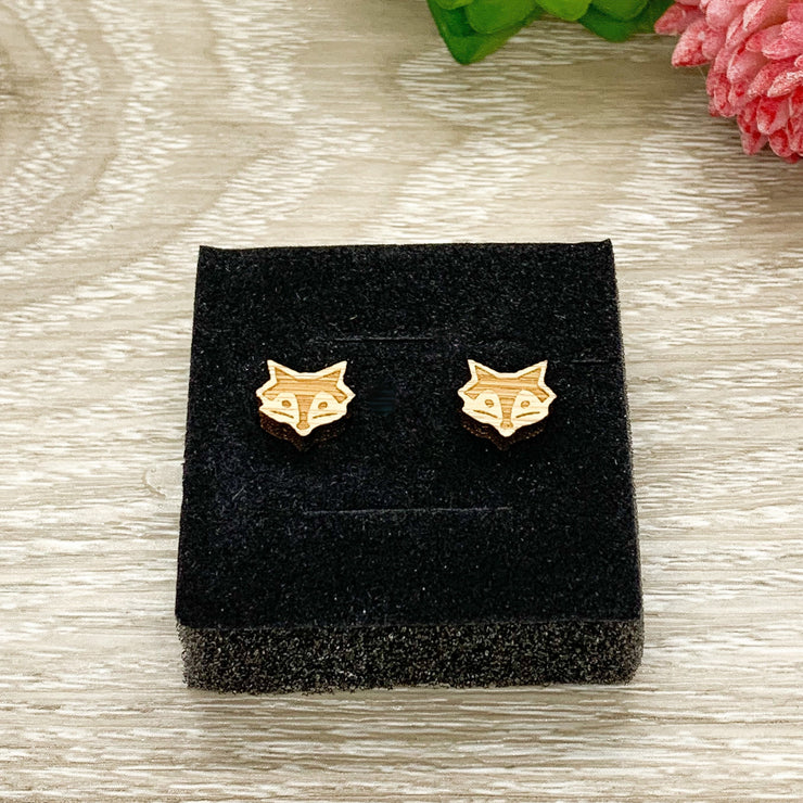 Fox Stud Earrings, Tiny Fox Head Earrings, Animal Lover Jewelry, Cute Wooden Earrings, Unique Jewelry, Gift for Her, Winter Jewelry