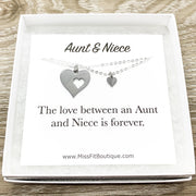 Aunt and Niece Gift, Heart Necklace Set for 2, Necklace Gift for Niece from Aunt, Niece Birthday Card, Gift from Auntie, Aunt Jewelry