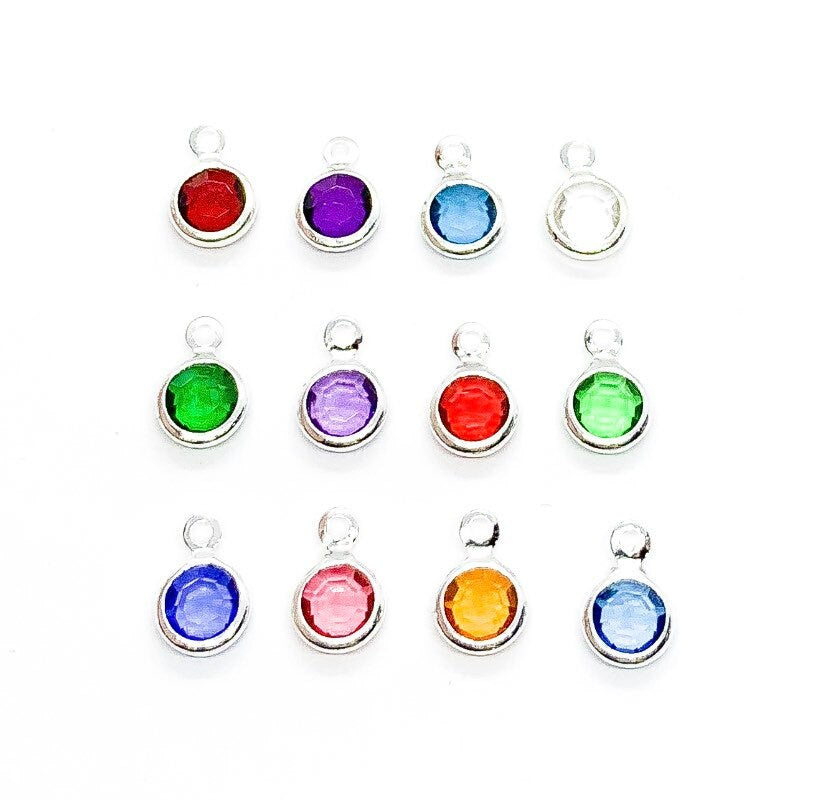 Add On Birthstone, Tiny Birthstone Bead Charm, 6mm
