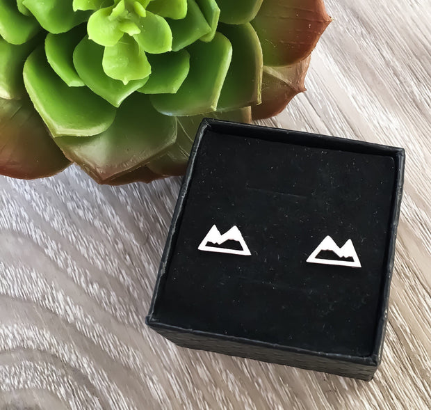 Dainty Mountain Stud Earrings, Snowy Mountain Earrings, Winter Jewelry, Travel Gift, Adventure Gift, Gift for Friend, Secret Santa Gift